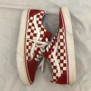 Red checkered old skool vans. Size mens 9/womens 10.5.